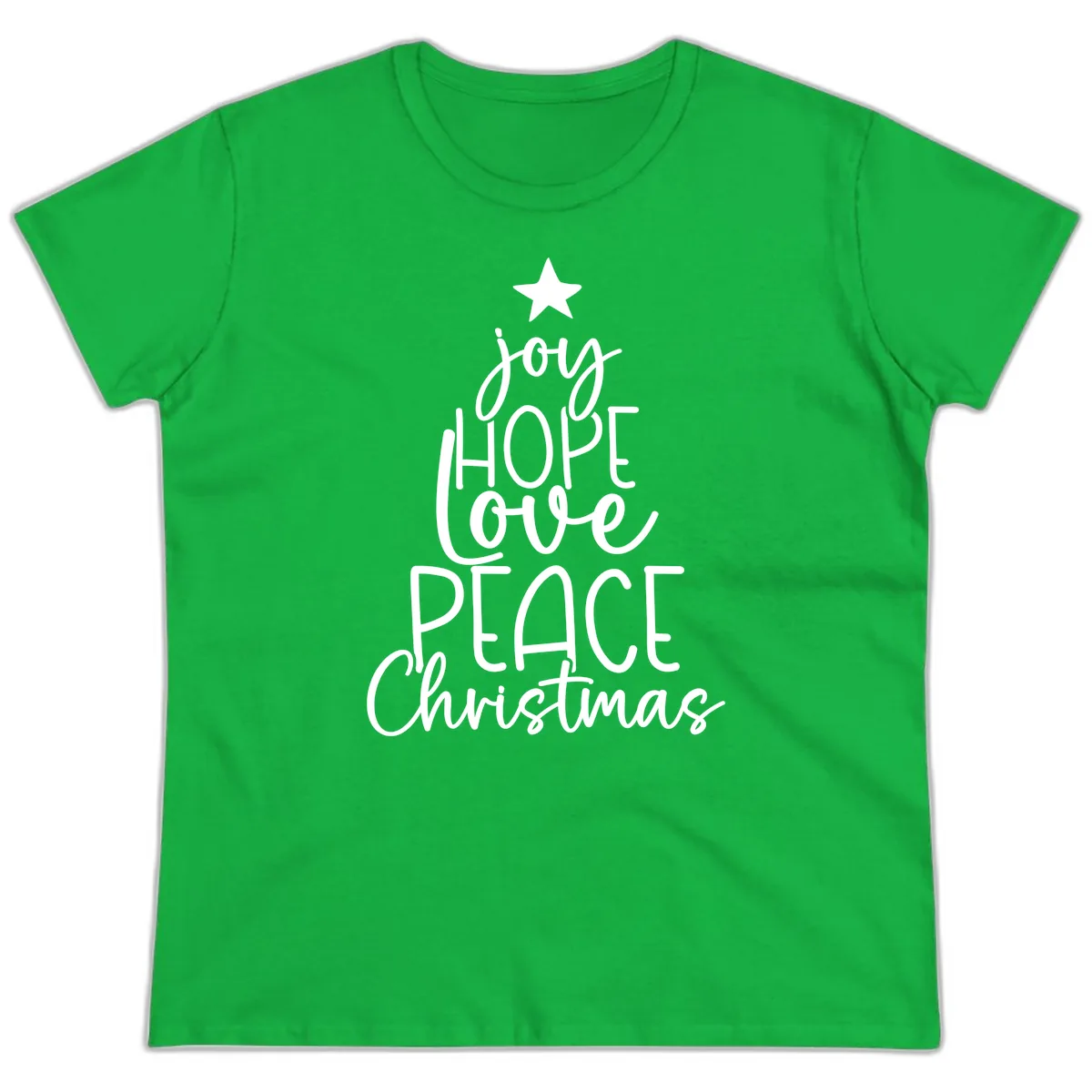 Christmas Tree Of Hope And Joy Ladies Tee in Irish Green
