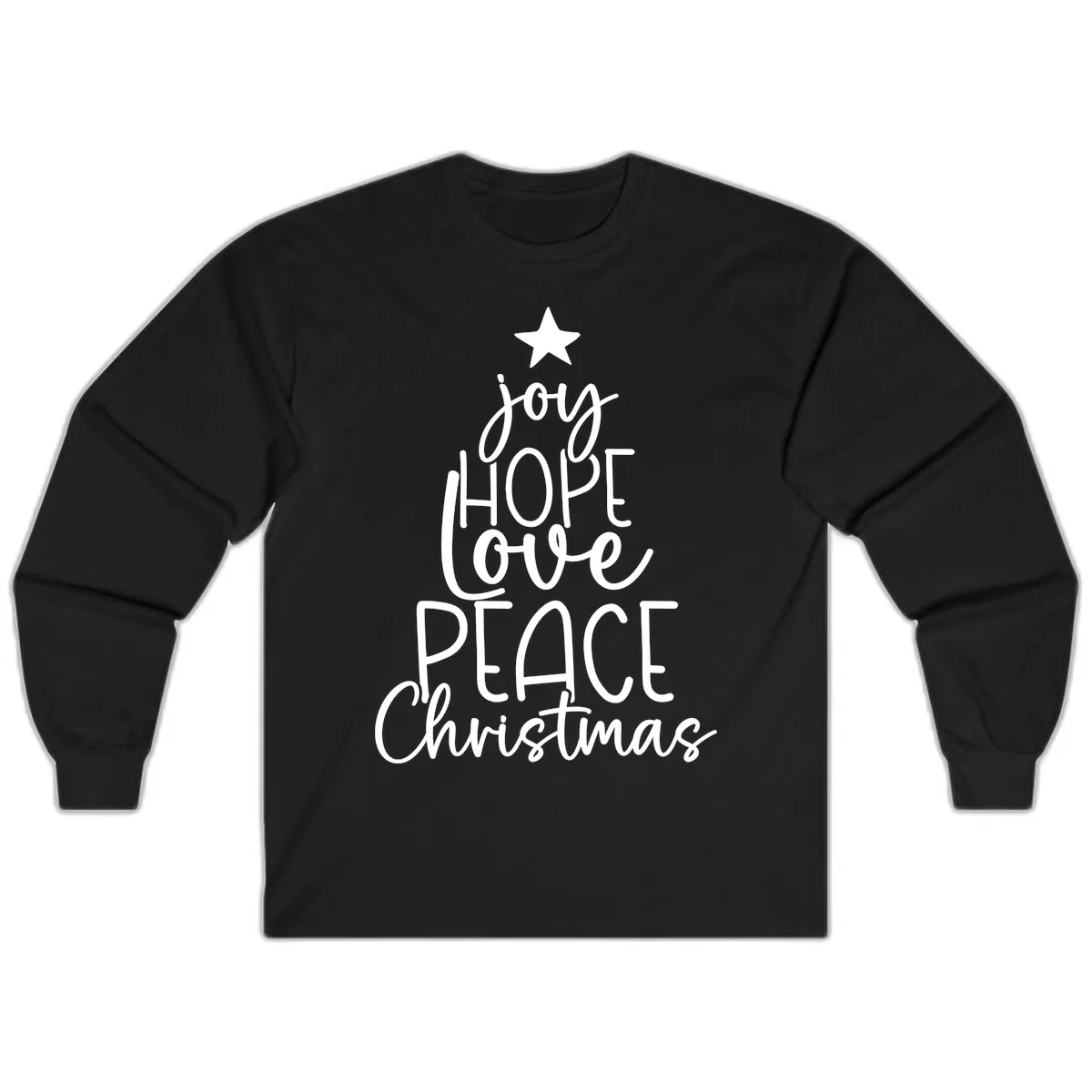 Christmas Tree Of Hope And Joy Long Sleeve in Black