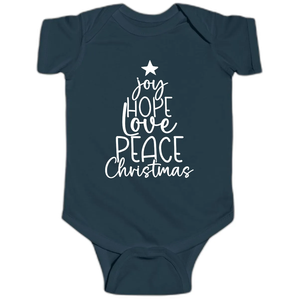 Christmas Tree Of Hope And Joy Baby Onesie in Navy