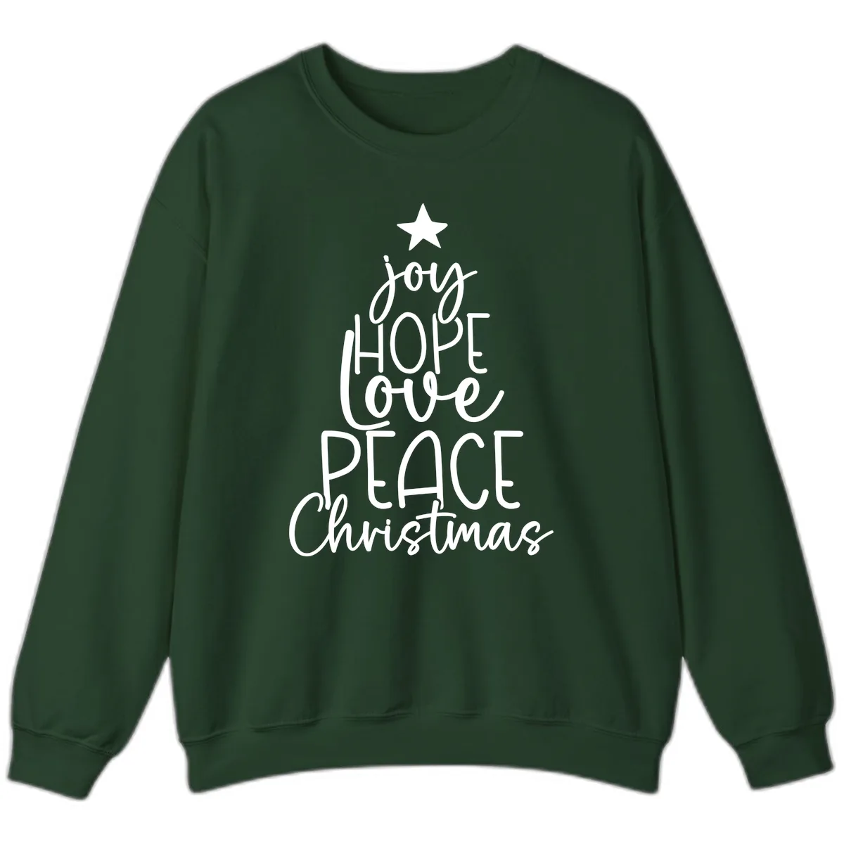 Christmas Tree Of Hope And Joy Sweatshirt in Forest Green