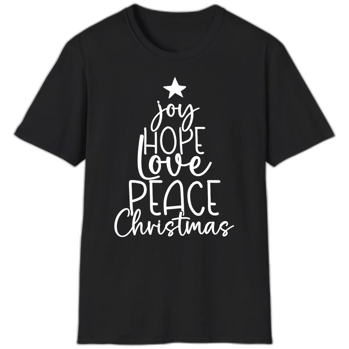 Christmas Tree Of Hope And Joy T-Shirt in Black