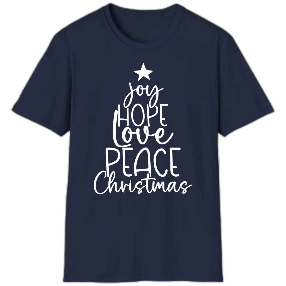 Christmas Tree Of Hope And Joy T-Shirt in Navy