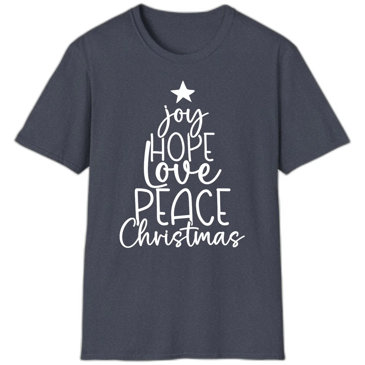 Christmas Tree Of Hope And Joy T-Shirt in Heather Navy
