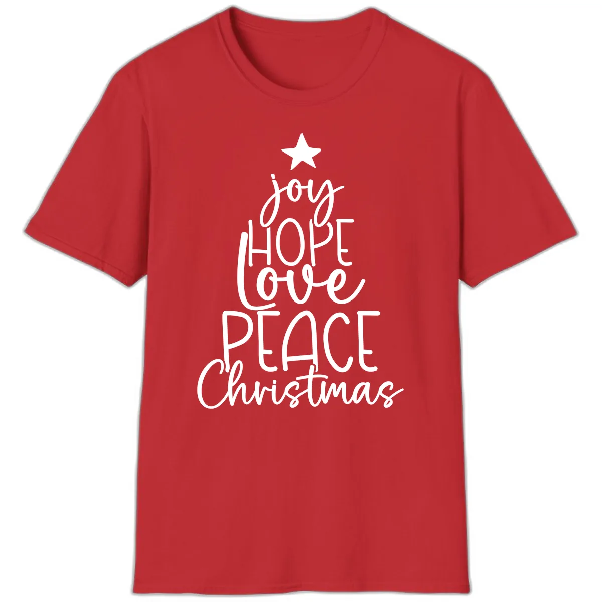 Christmas Tree Of Hope And Joy T-Shirt in Red