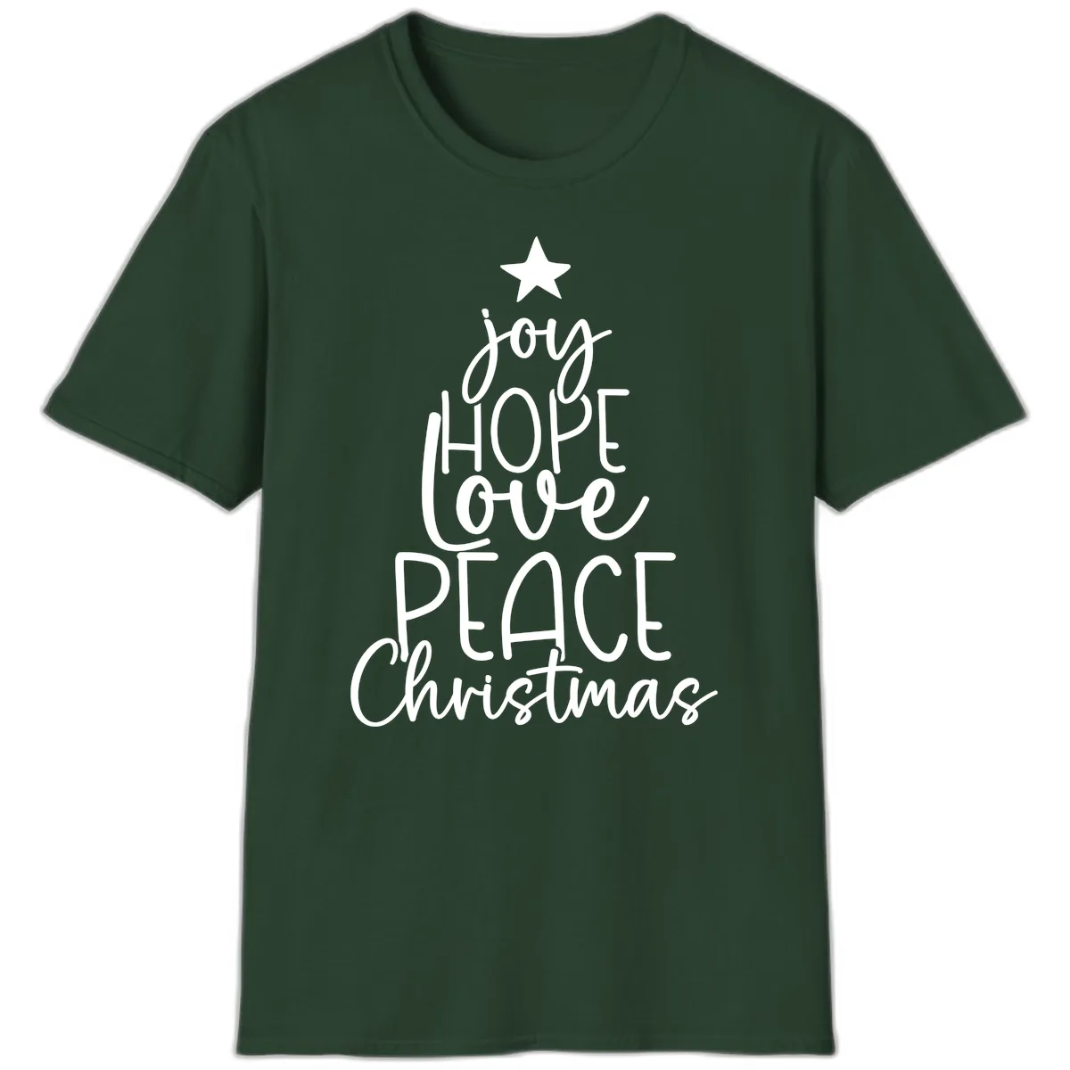 Christmas Tree Of Hope And Joy T-Shirt in Forest Green