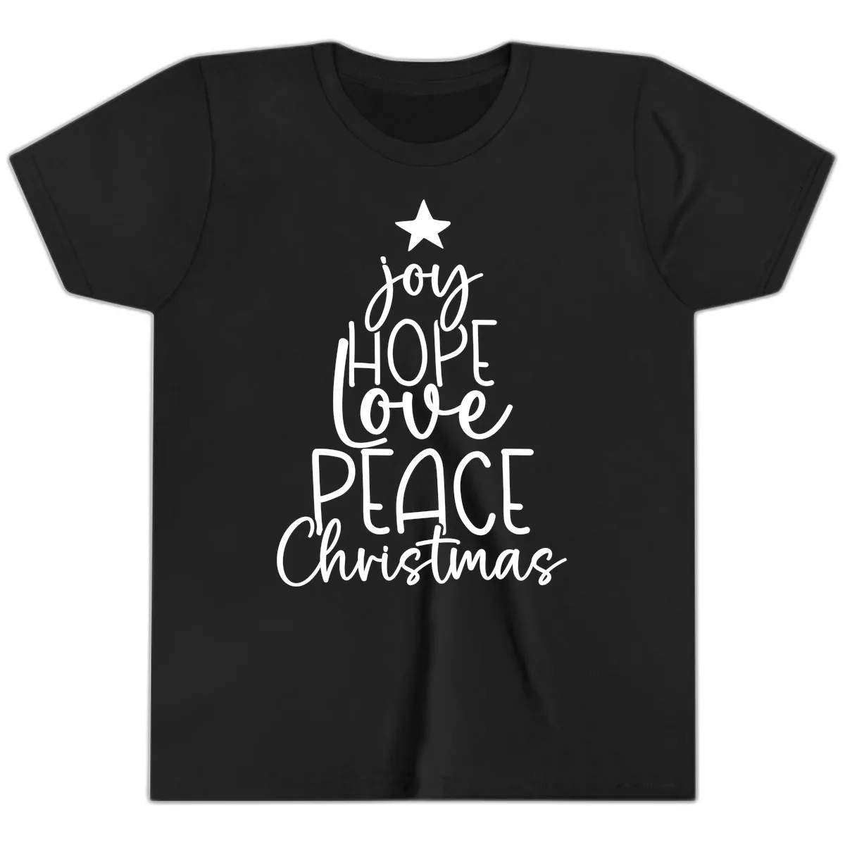 Christmas Tree Of Hope And Joy Youth T-Shirt in Black