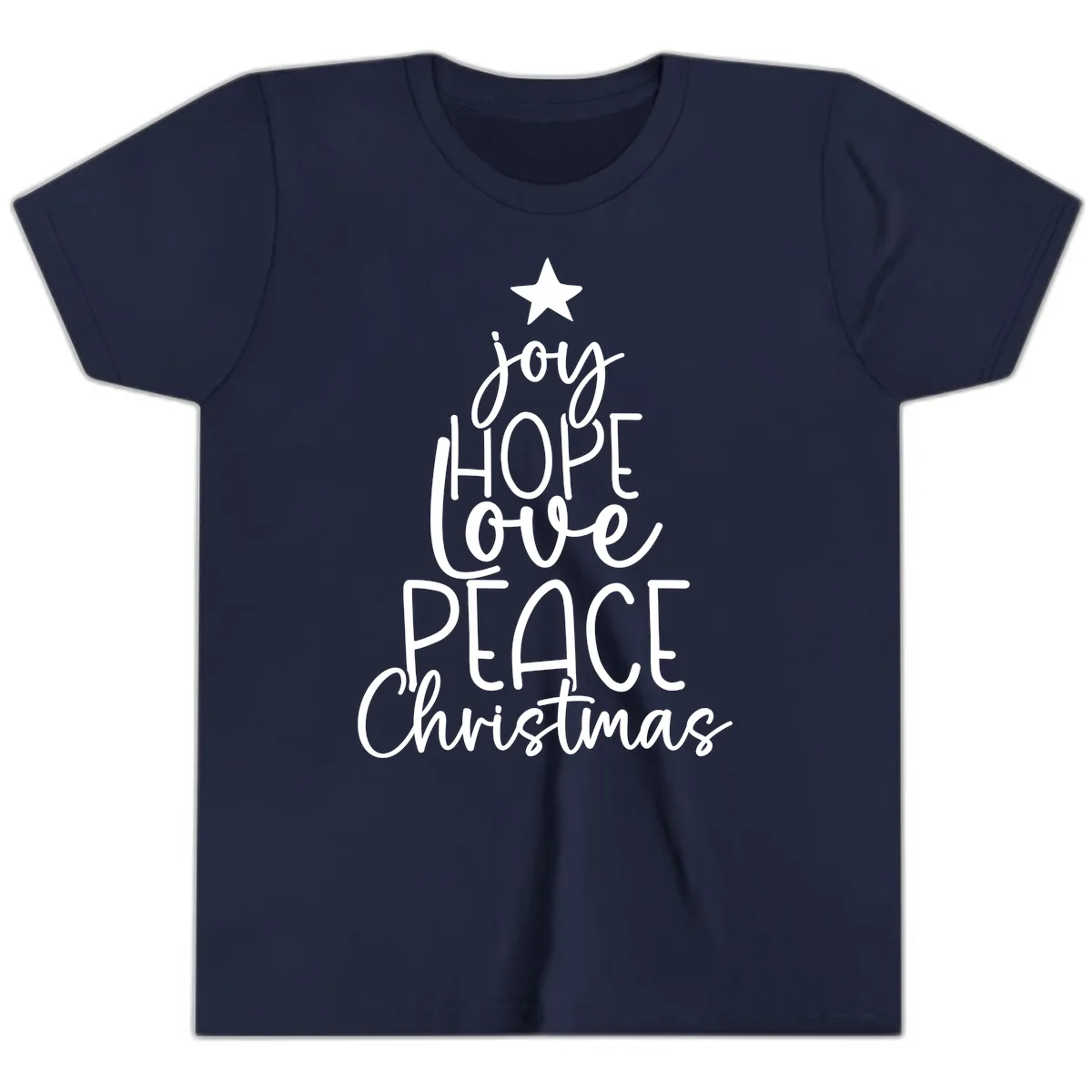 Christmas Tree Of Hope And Joy Youth T-Shirt in Navy