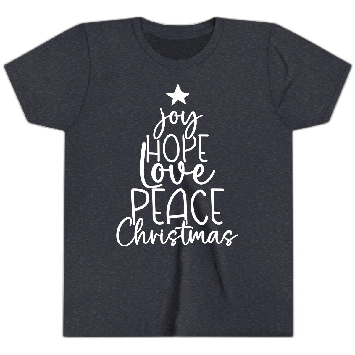Christmas Tree Of Hope And Joy Youth T-Shirt in Heather Navy