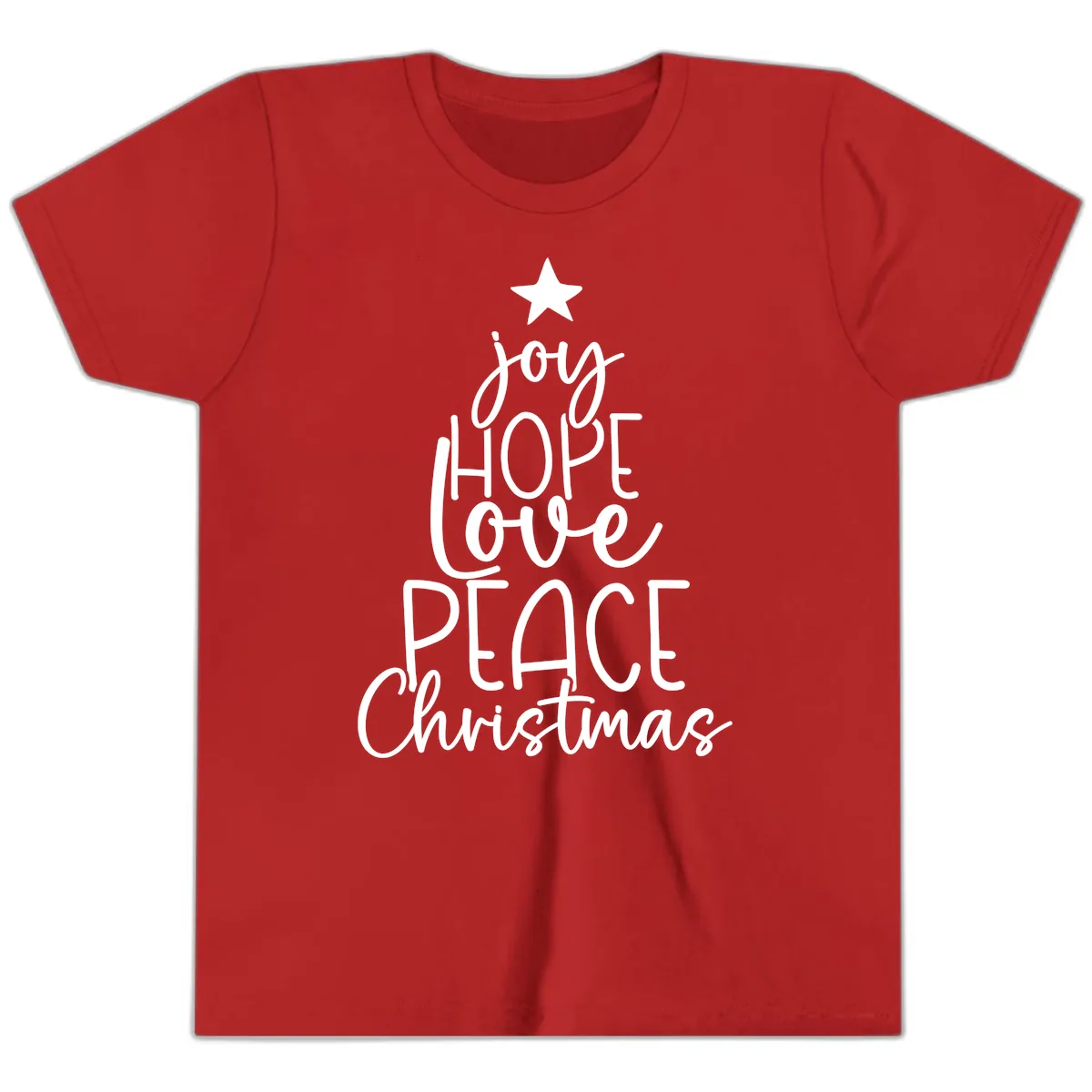 Christmas Tree Of Hope And Joy Youth T-Shirt in Red
