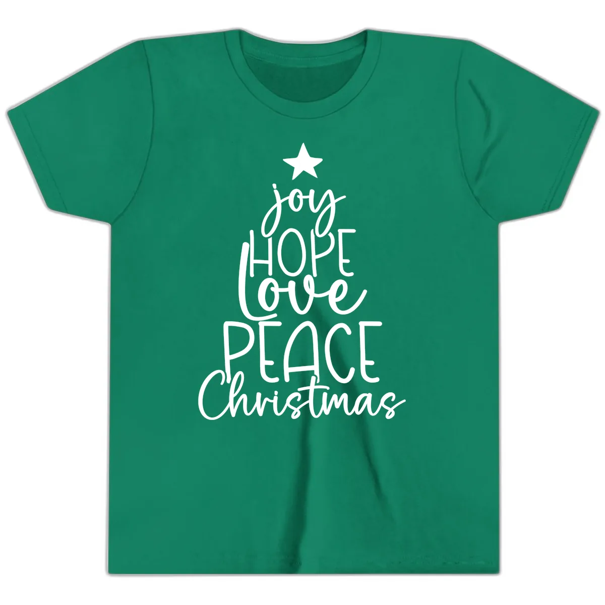 Christmas Tree Of Hope And Joy Youth T-Shirt in Kelly