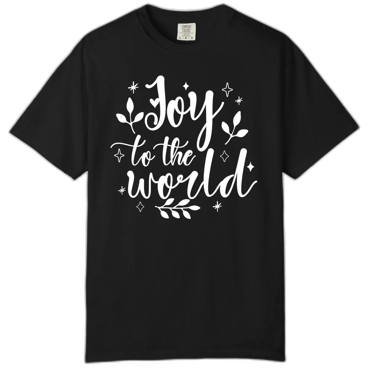 Joy To The World Christmas Lettering Comfort Color in Black