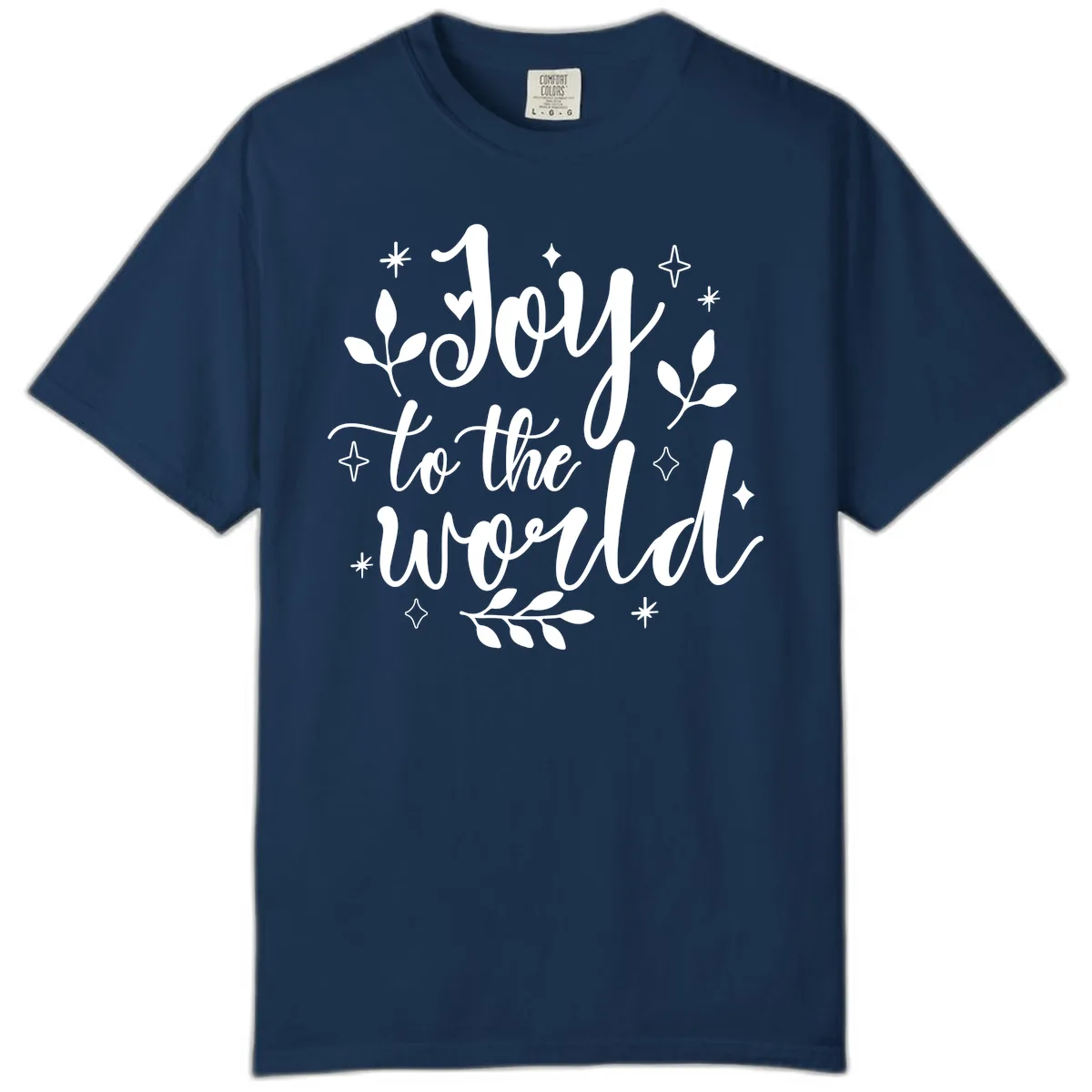 Joy To The World Christmas Lettering Comfort Color in Navy