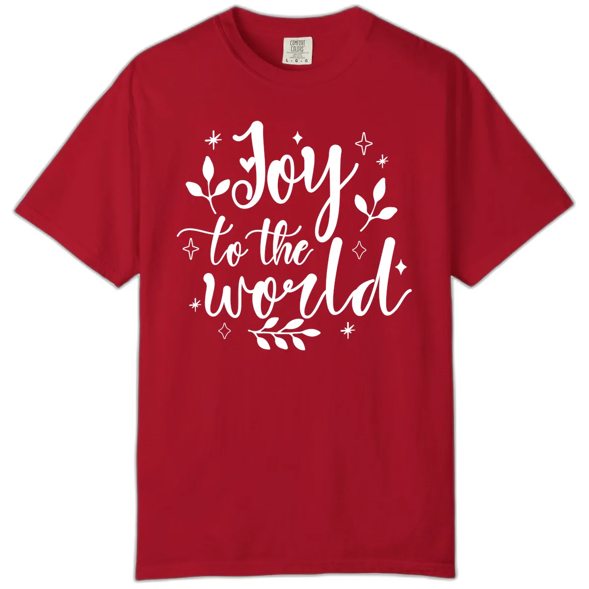 Joy To The World Christmas Lettering Comfort Color in Red