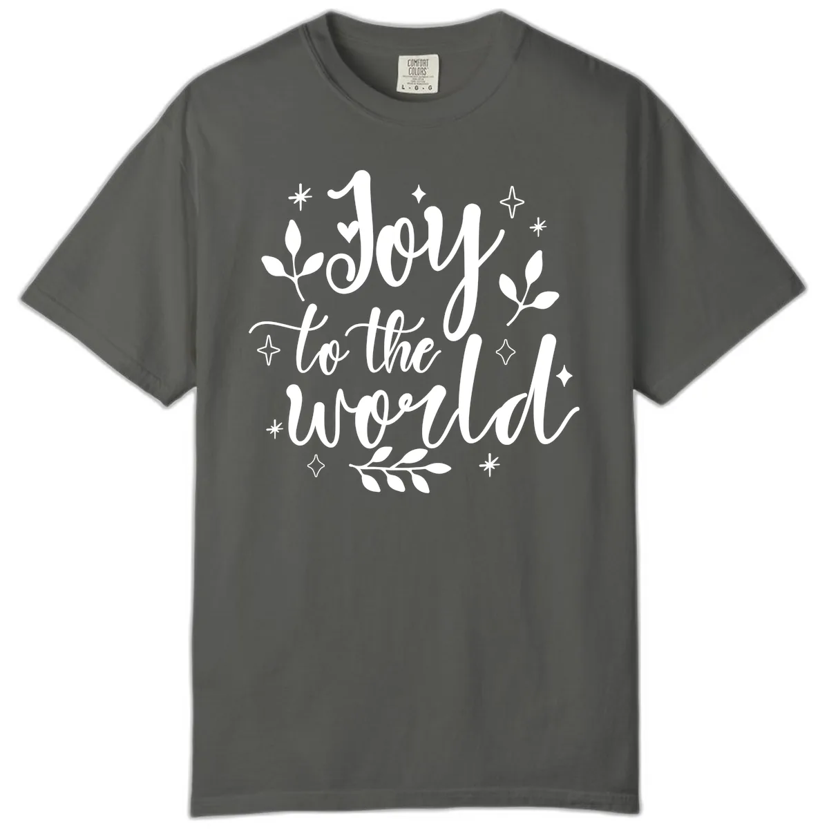 Joy To The World Christmas Lettering Comfort Color in Pepper