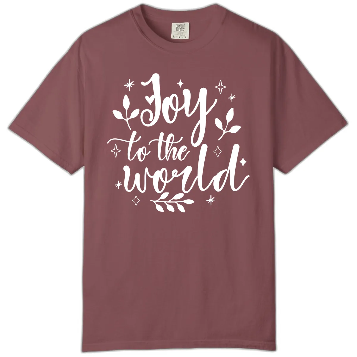 Joy To The World Christmas Lettering Comfort Color in Brick
