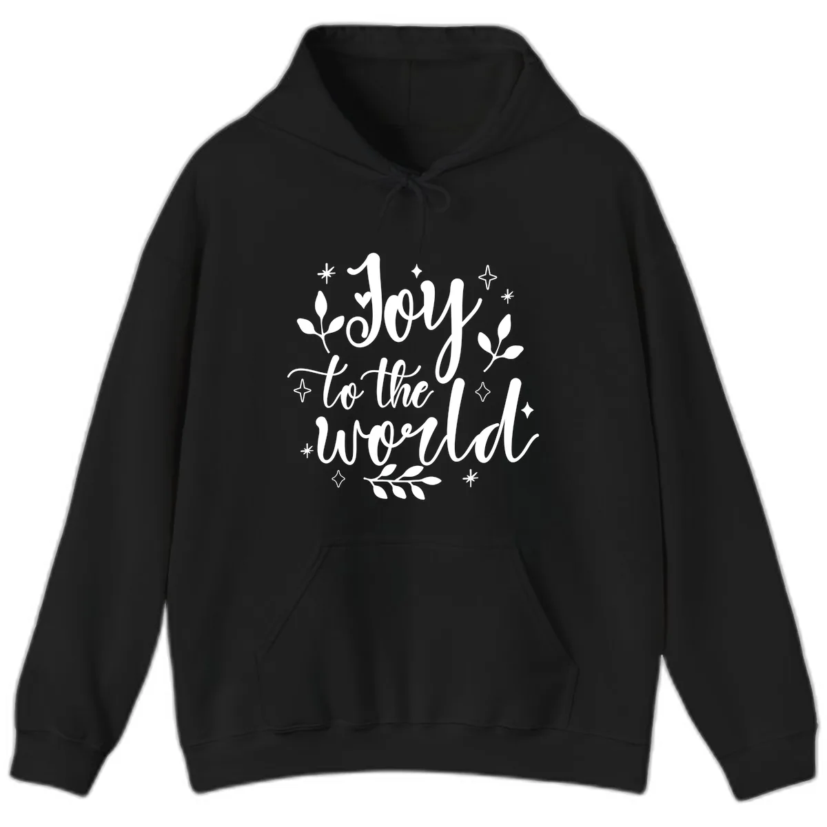 Joy To The World Christmas Lettering Hoodie in Black
