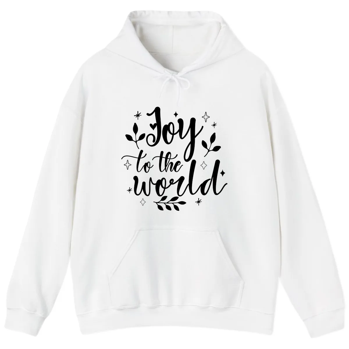 Joy To The World Christmas Lettering Hoodie in White