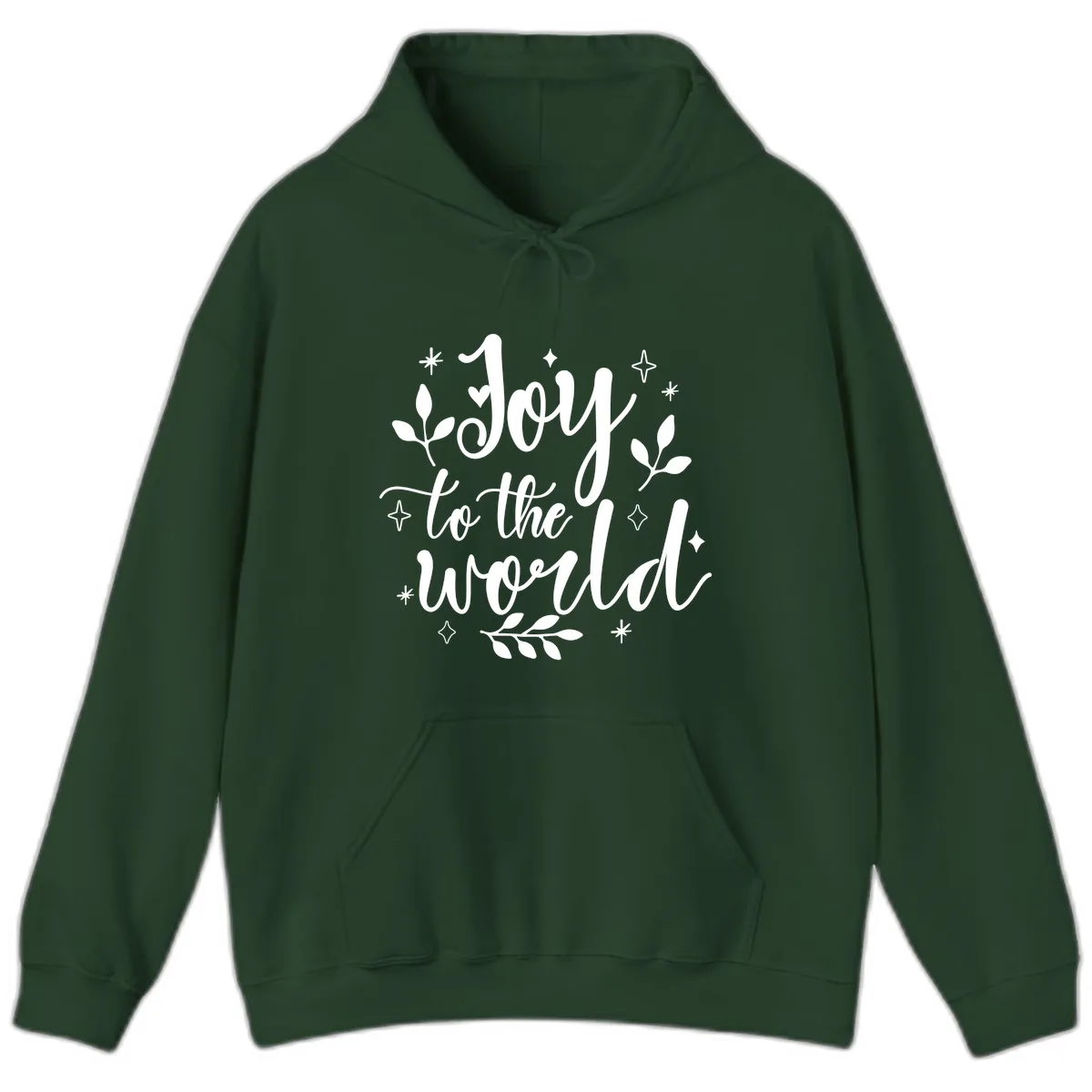 Joy To The World Christmas Lettering Hoodie in Forest Green