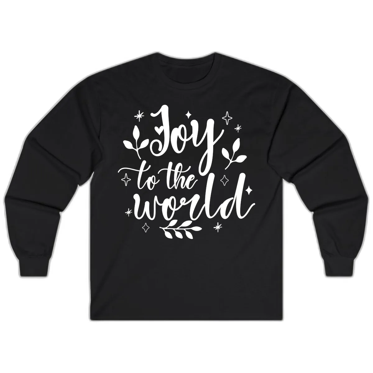 Joy To The World Christmas Lettering Long Sleeve in Black