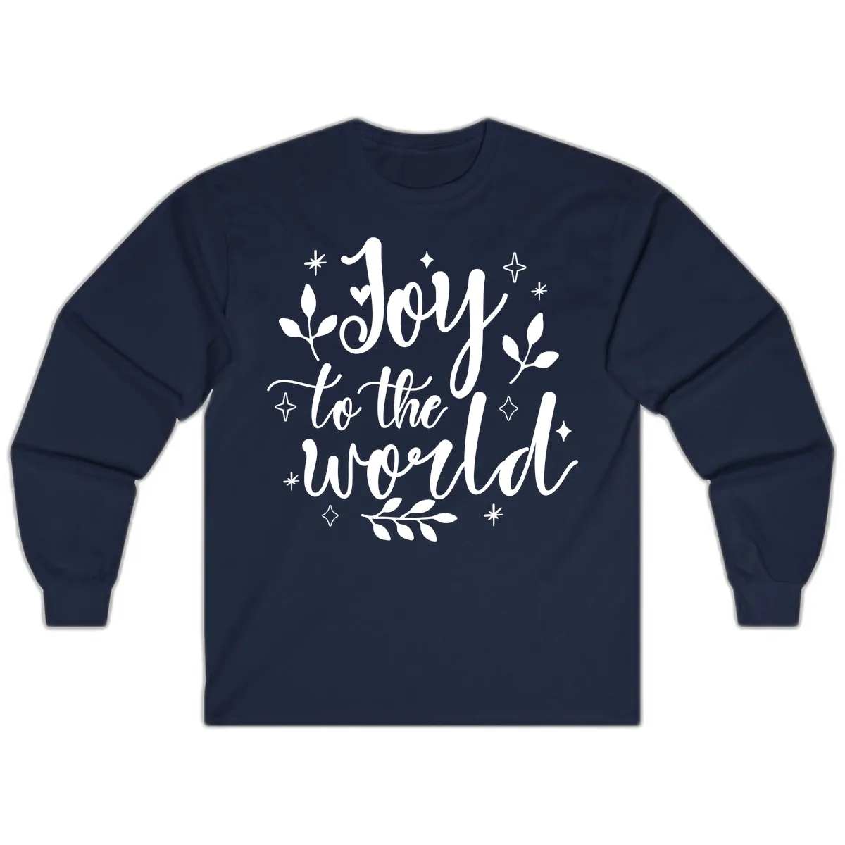 Joy To The World Christmas Lettering Long Sleeve in Navy