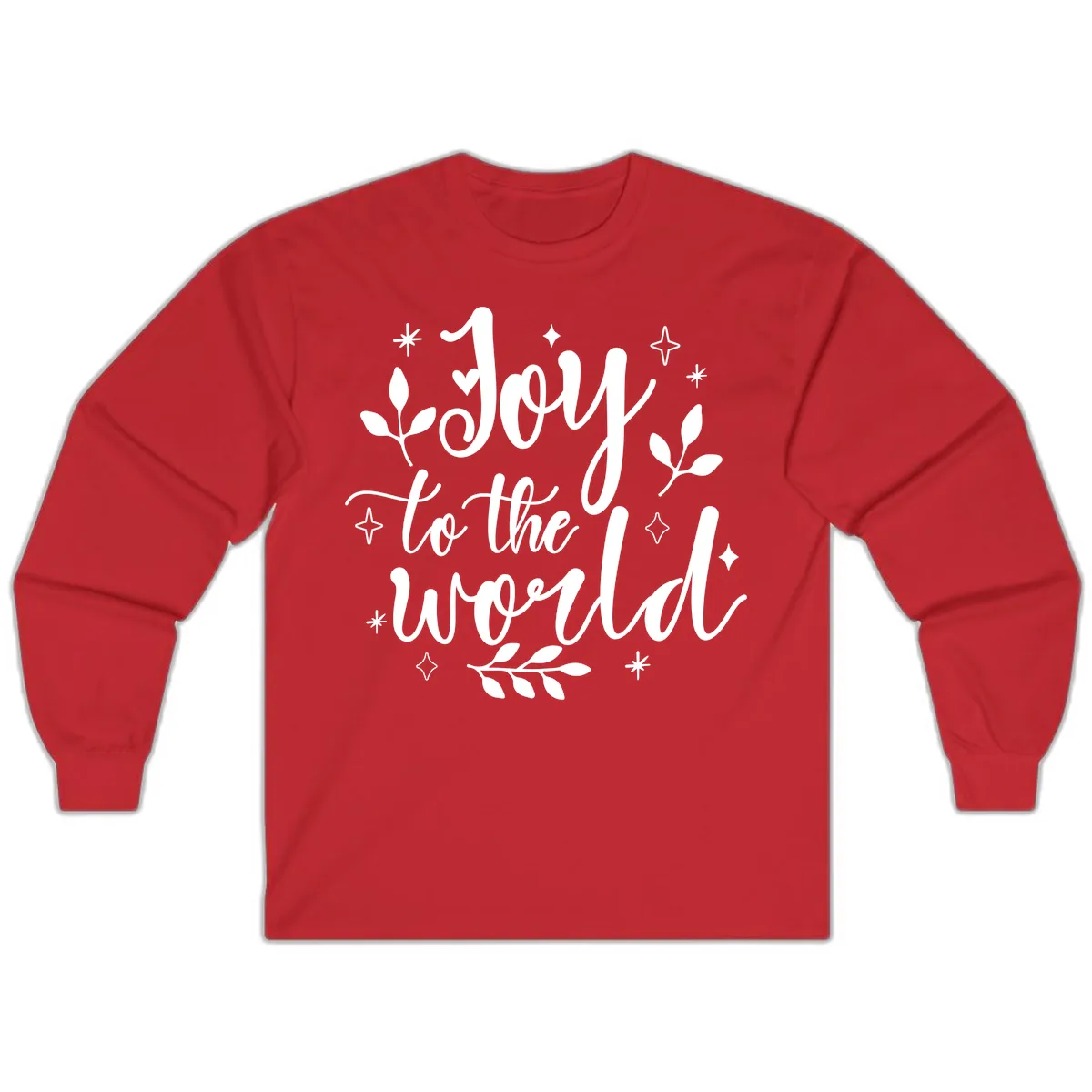 Joy To The World Christmas Lettering Long Sleeve in Red
