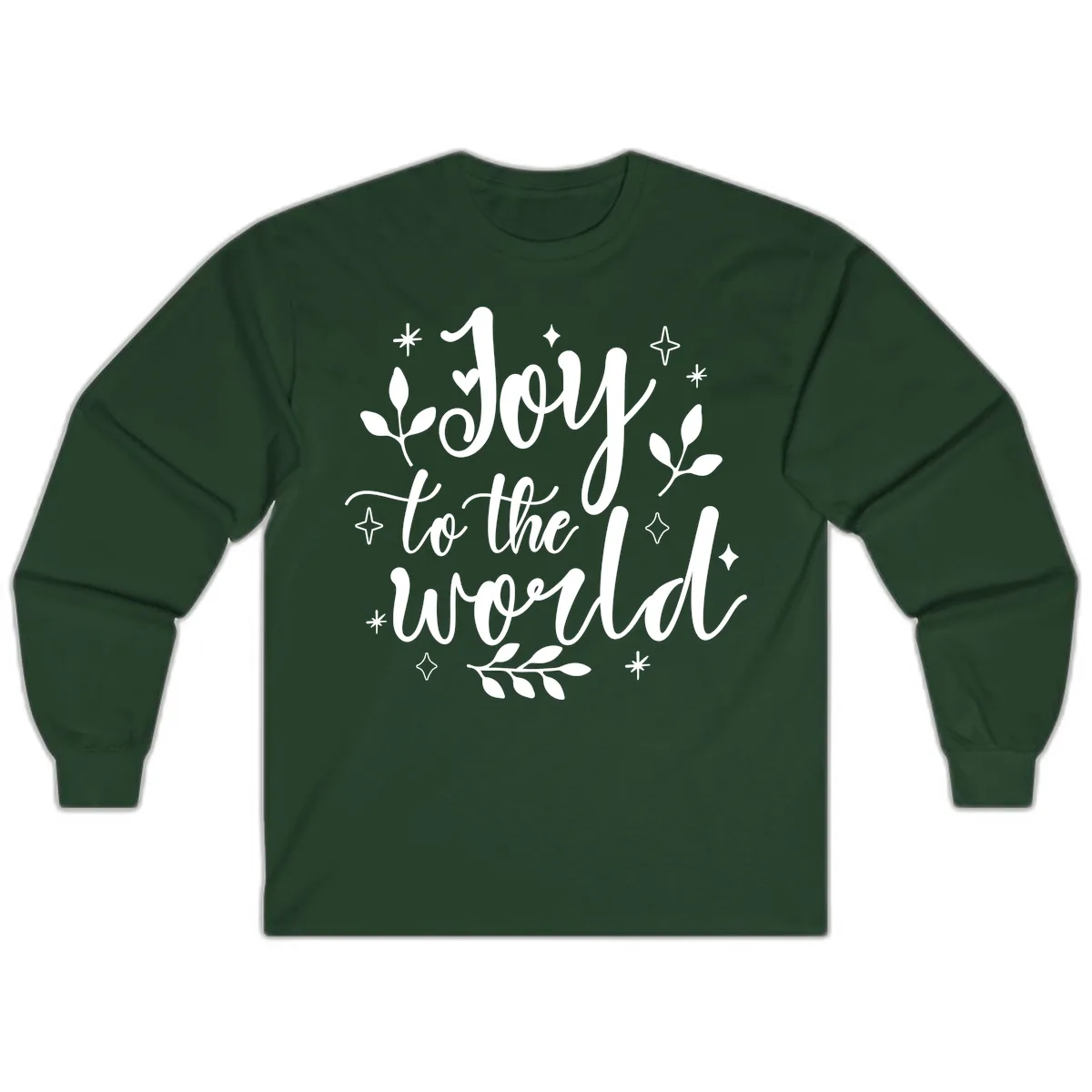 Joy To The World Christmas Lettering Long Sleeve in Forest Green