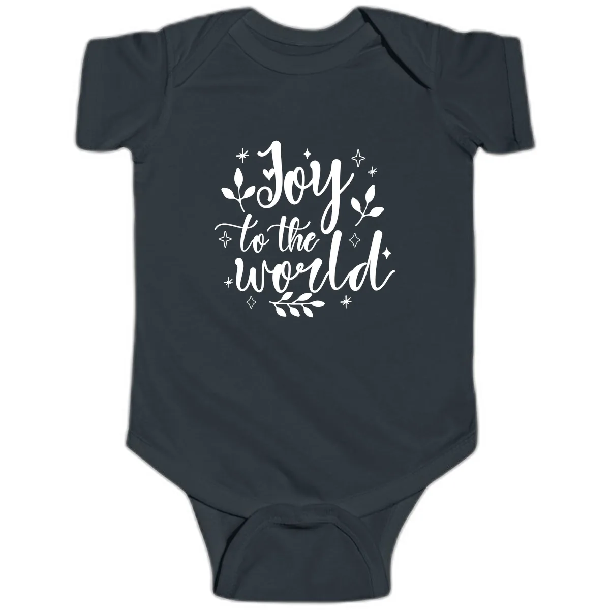 Joy To The World Christmas Lettering Baby Onesie in Black