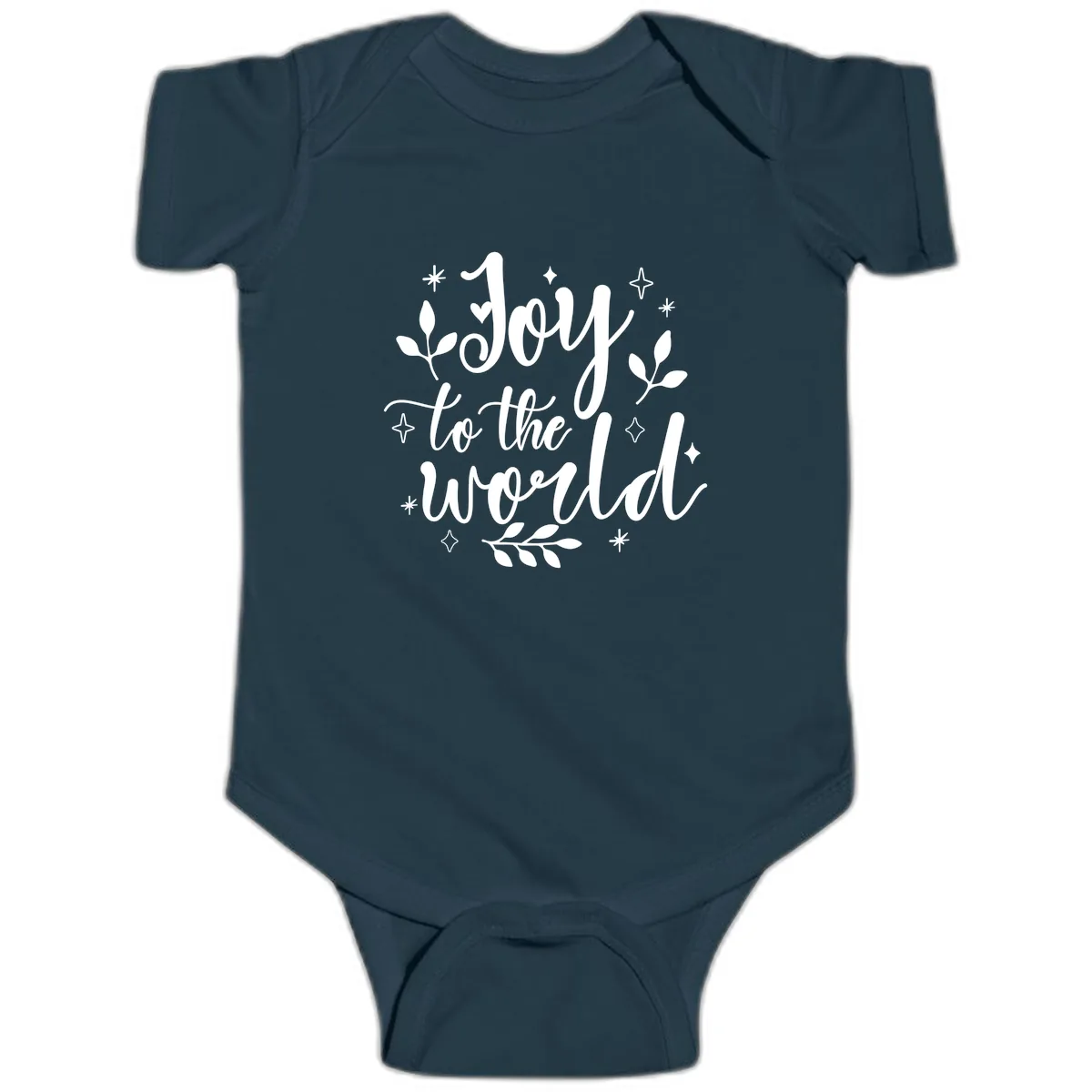 Joy To The World Christmas Lettering Baby Onesie in Navy