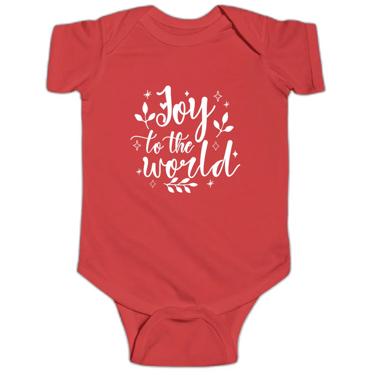 Joy To The World Christmas Lettering Baby Onesie in Red