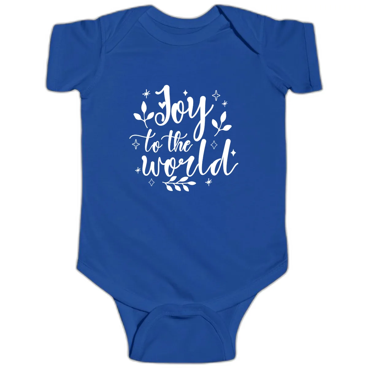 Joy To The World Christmas Lettering Baby Onesie in Royal