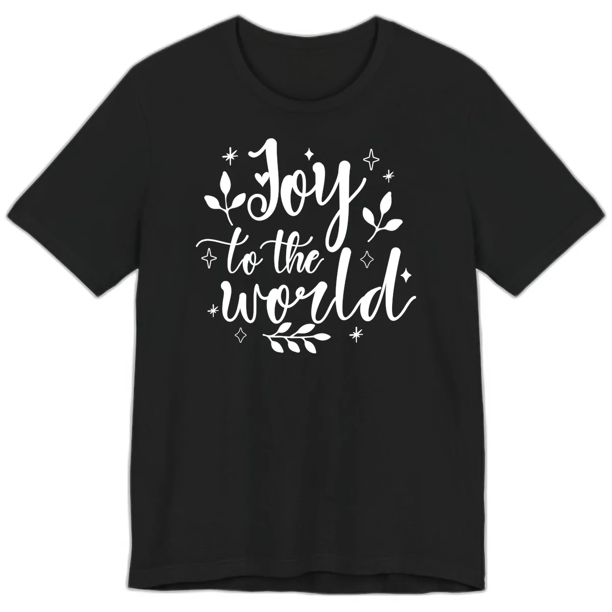 Joy To The World Christmas Lettering Premium T-Shirt in Black
