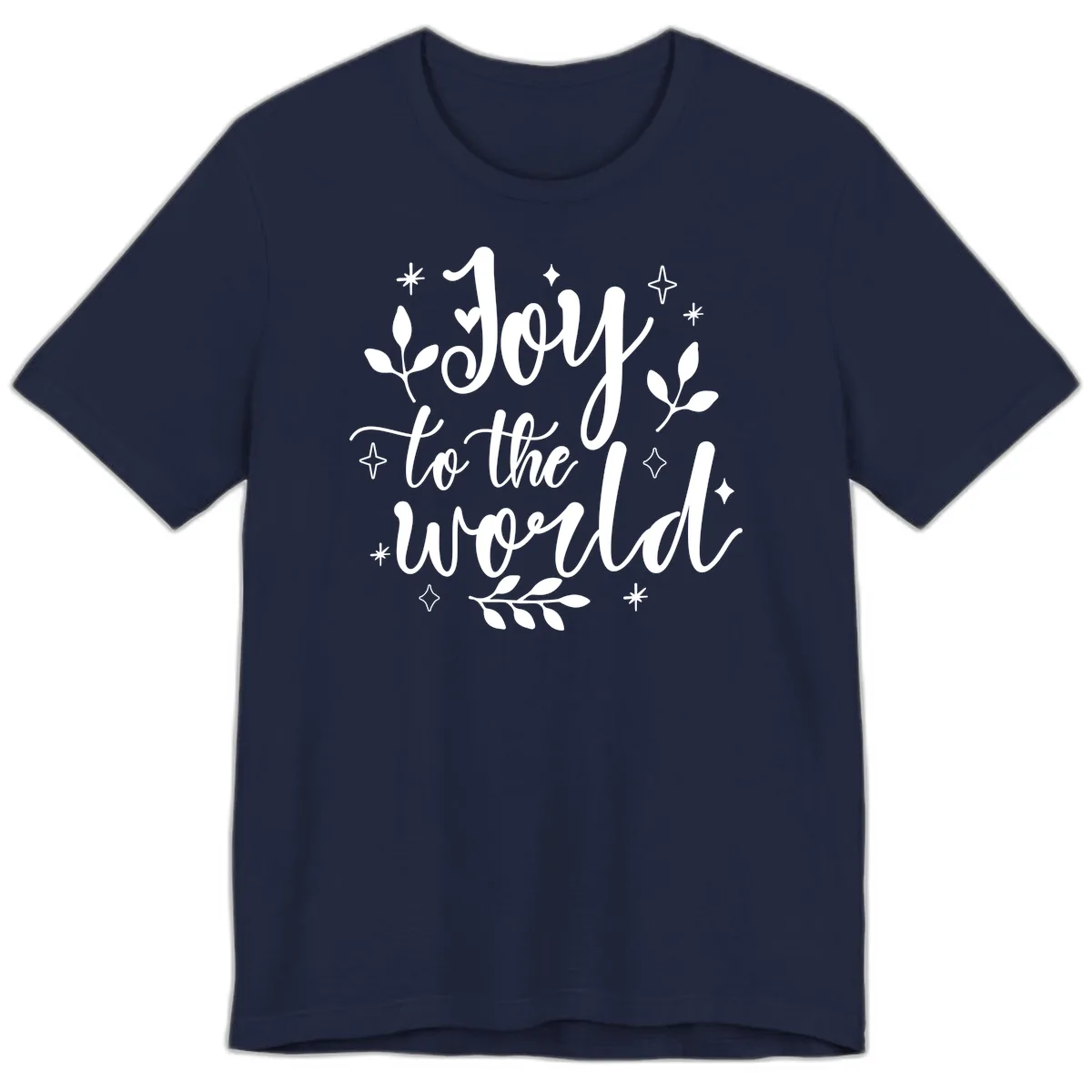 Joy To The World Christmas Lettering Premium T-Shirt in Navy