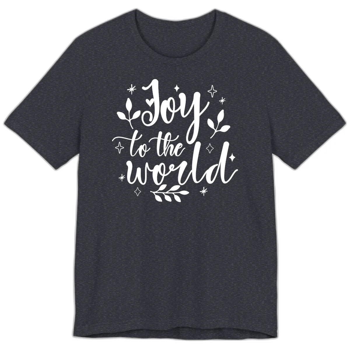Joy To The World Christmas Lettering Premium T-Shirt in Heather Navy