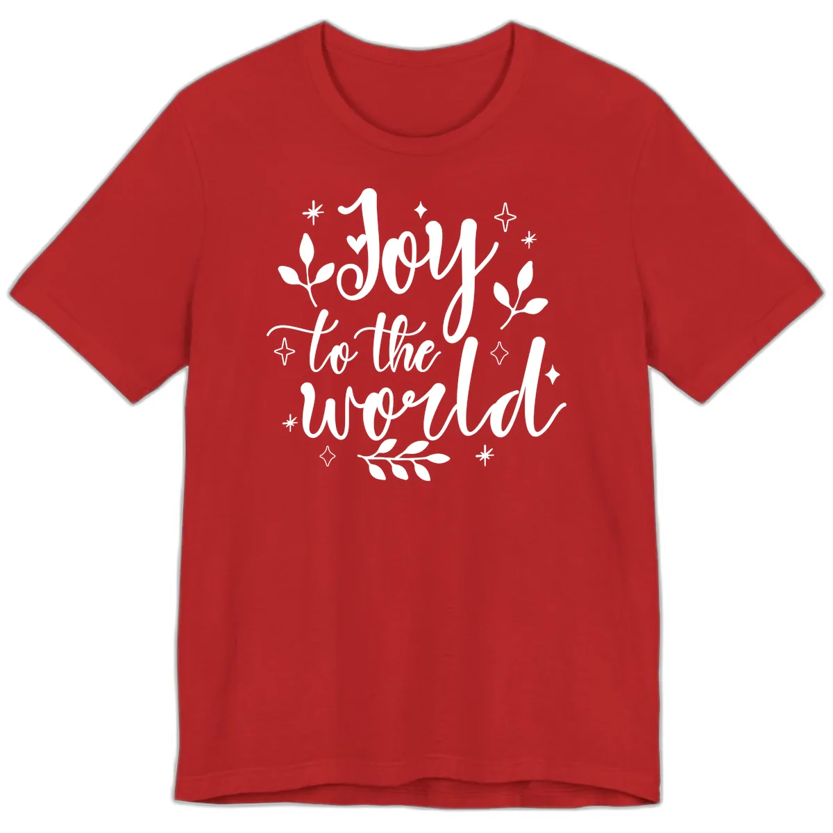Joy To The World Christmas Lettering Premium T-Shirt in Red