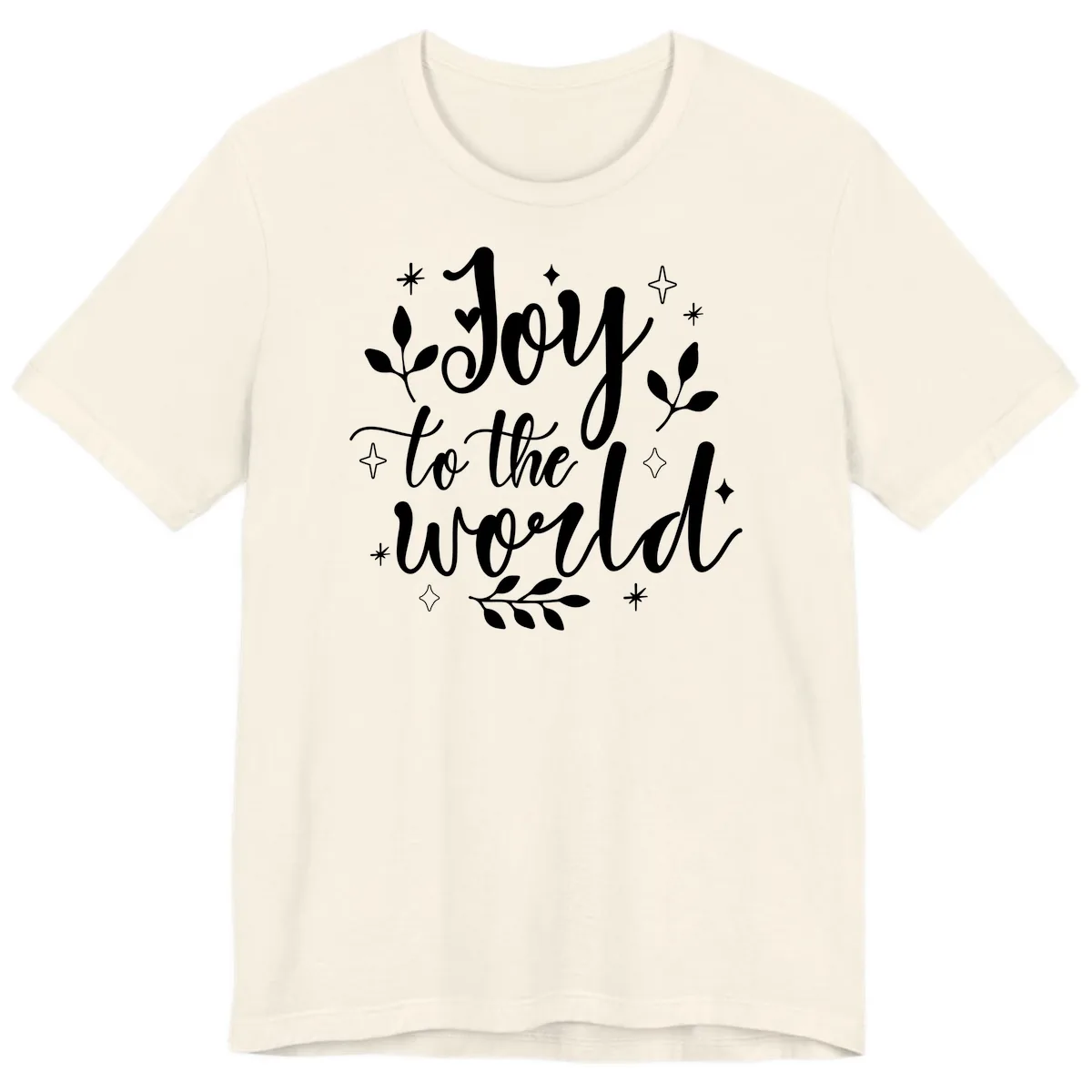Joy To The World Christmas Lettering Premium T-Shirt in Natural