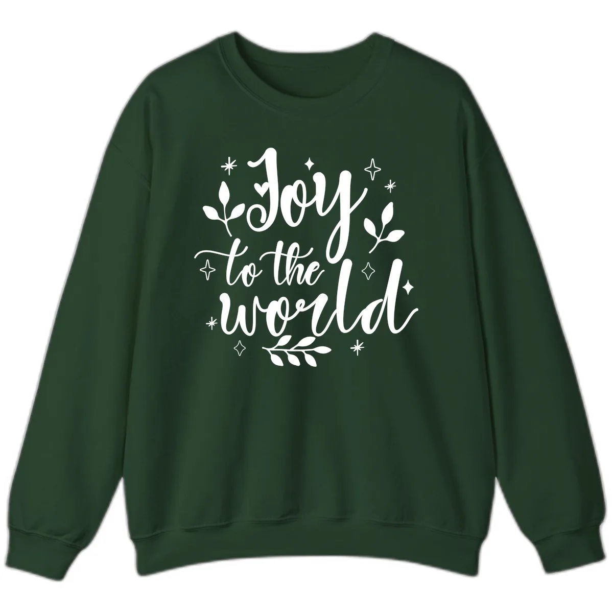 Joy To The World Christmas Lettering Sweatshirt in Forest Green