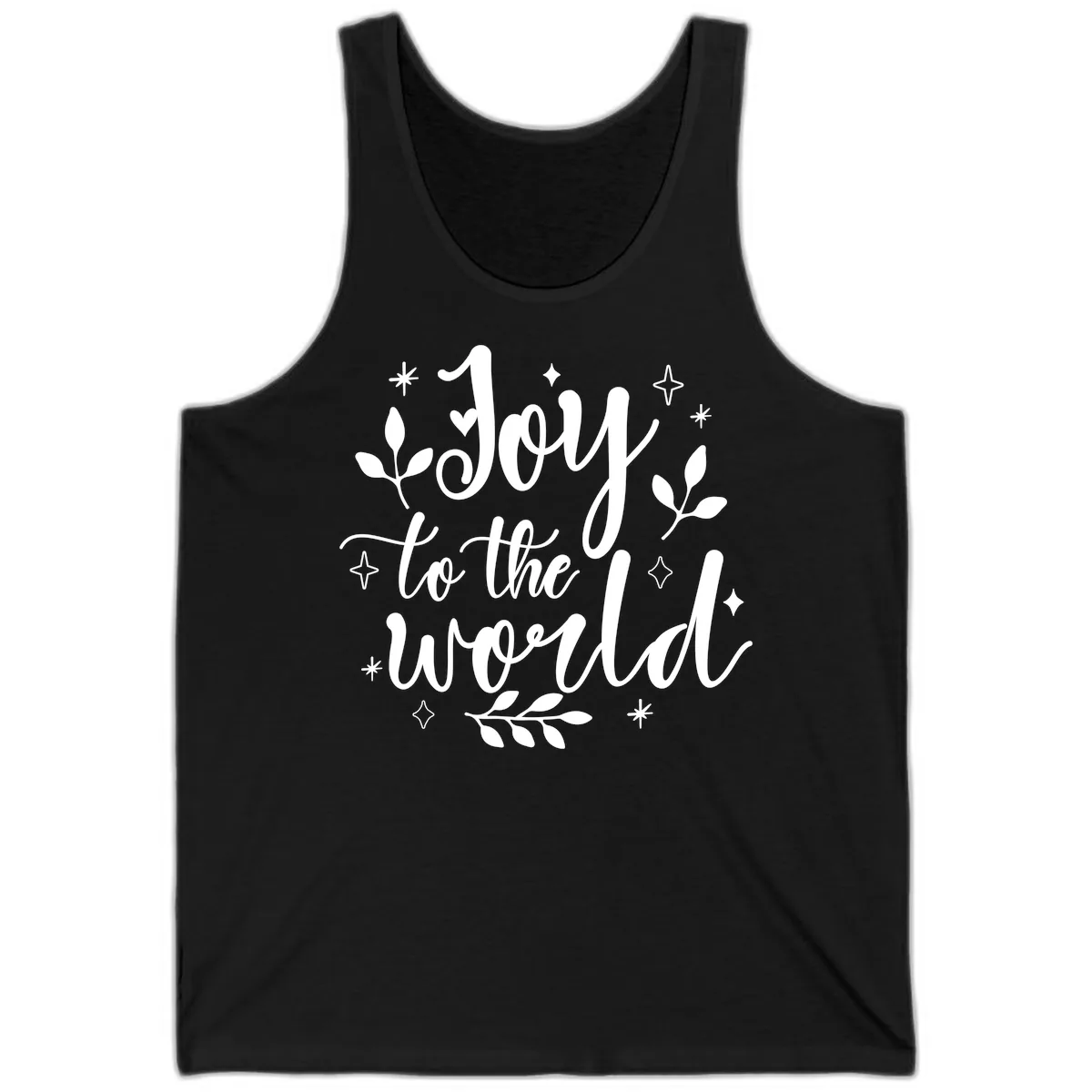 Joy To The World Christmas Lettering Tank in Black
