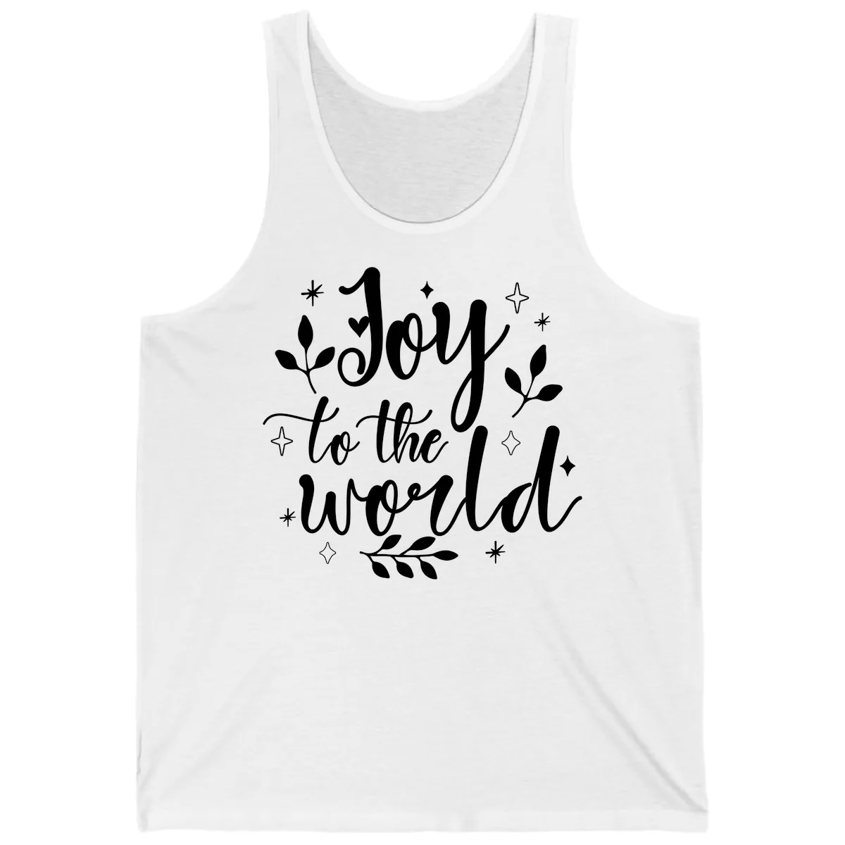 Joy To The World Christmas Lettering Tank in White