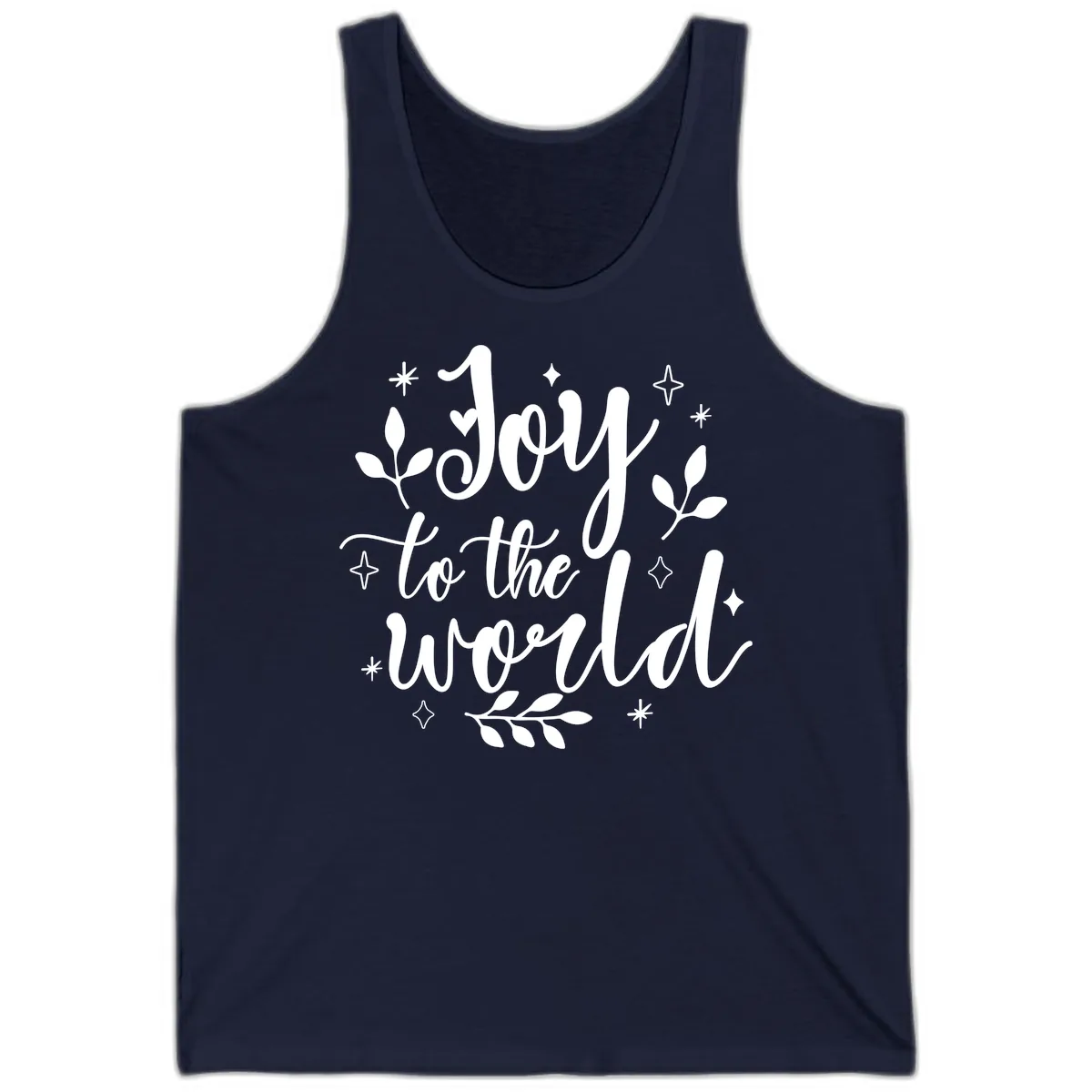 Joy To The World Christmas Lettering Tank in Navy