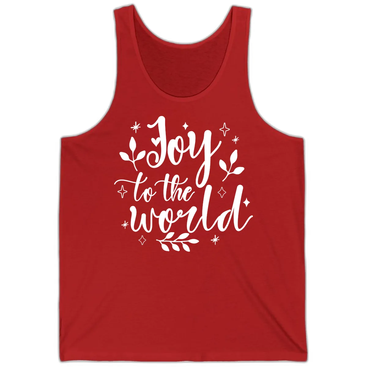 Joy To The World Christmas Lettering Tank in Red