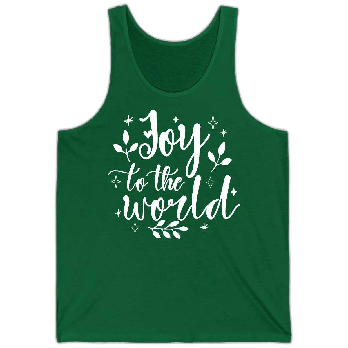 Joy To The World Christmas Lettering Tank in Kelly