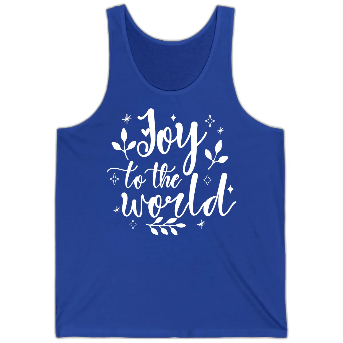 Joy To The World Christmas Lettering Tank in True Royal