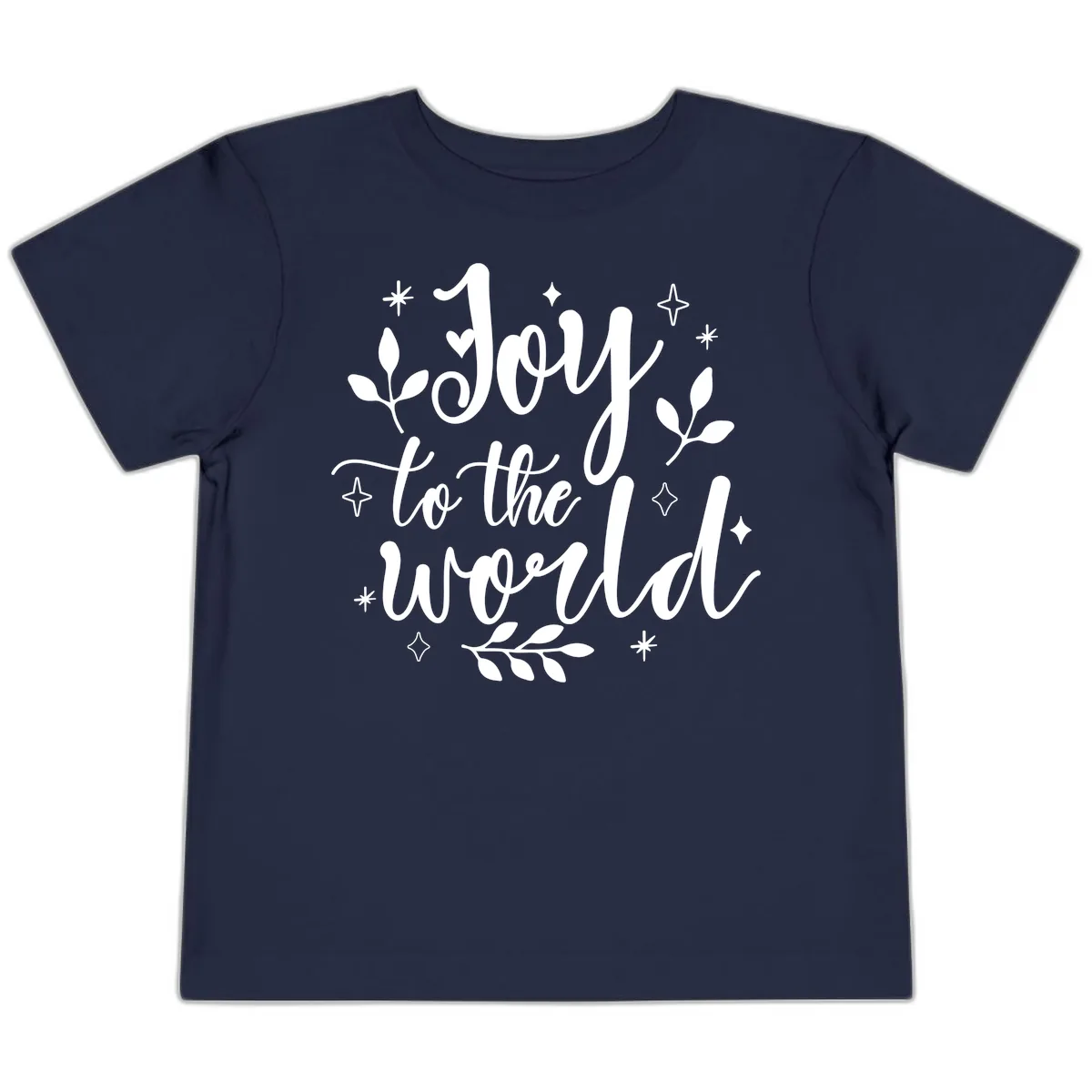 Joy To The World Christmas Lettering Toddler T-Shirt in Navy
