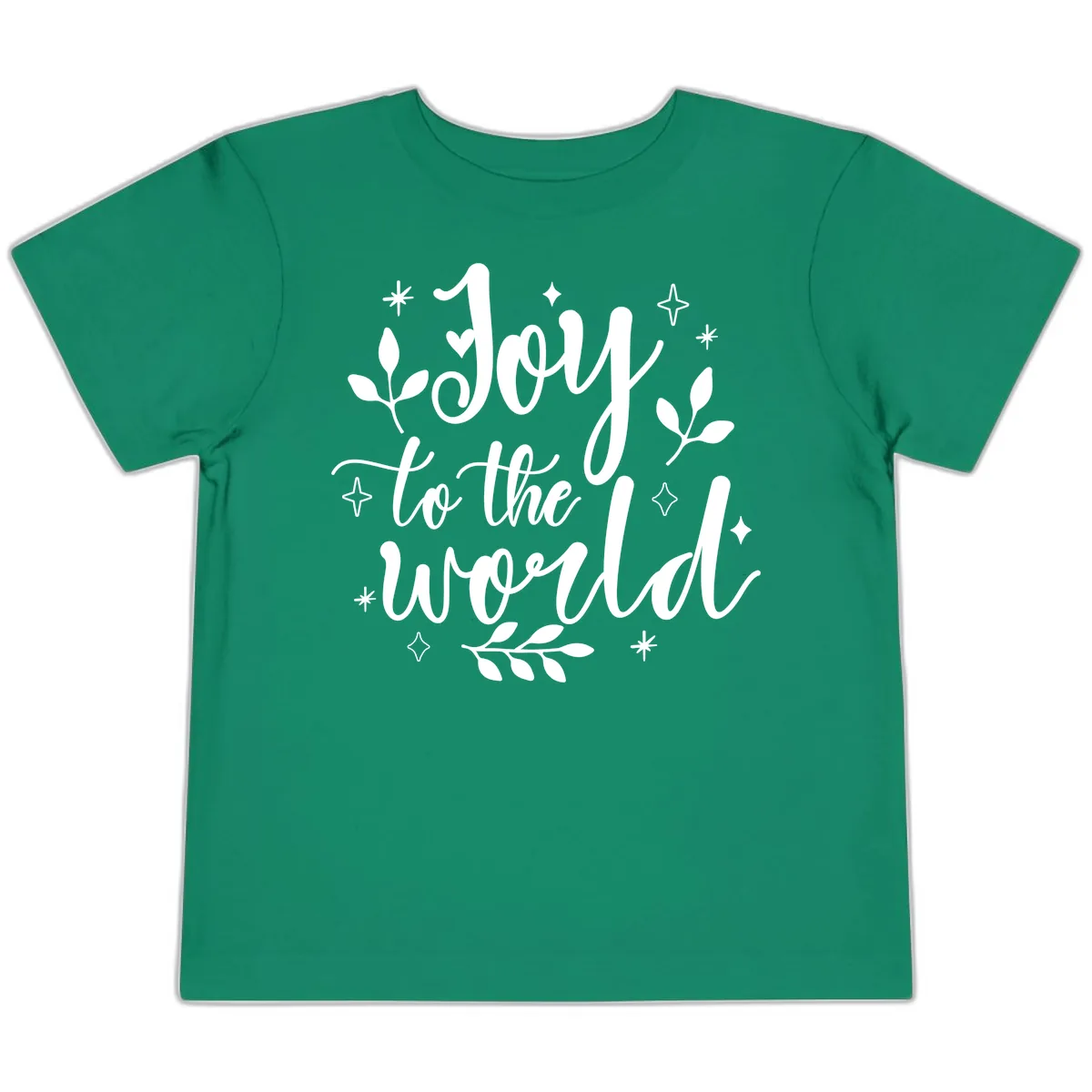 Joy To The World Christmas Lettering Toddler T-Shirt in Kelly