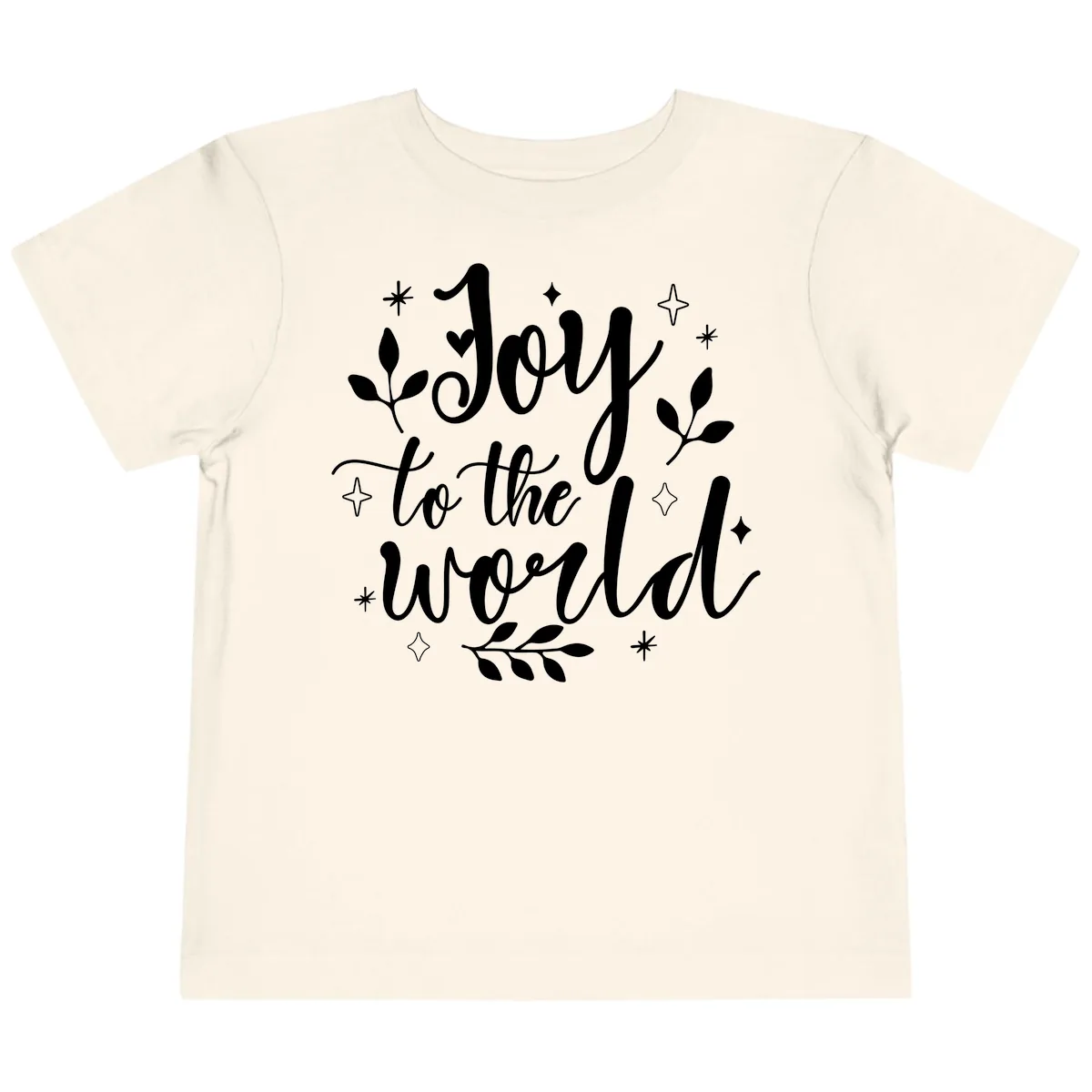 Joy To The World Christmas Lettering Toddler T-Shirt in Natural