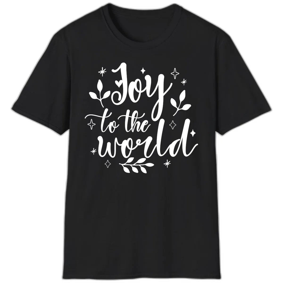 Joy To The World Christmas Lettering T-Shirt in Black