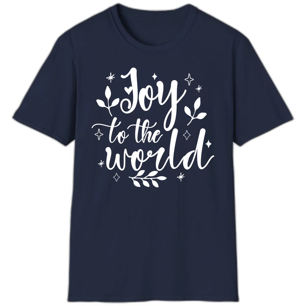 Joy To The World Christmas Lettering T-Shirt in Navy