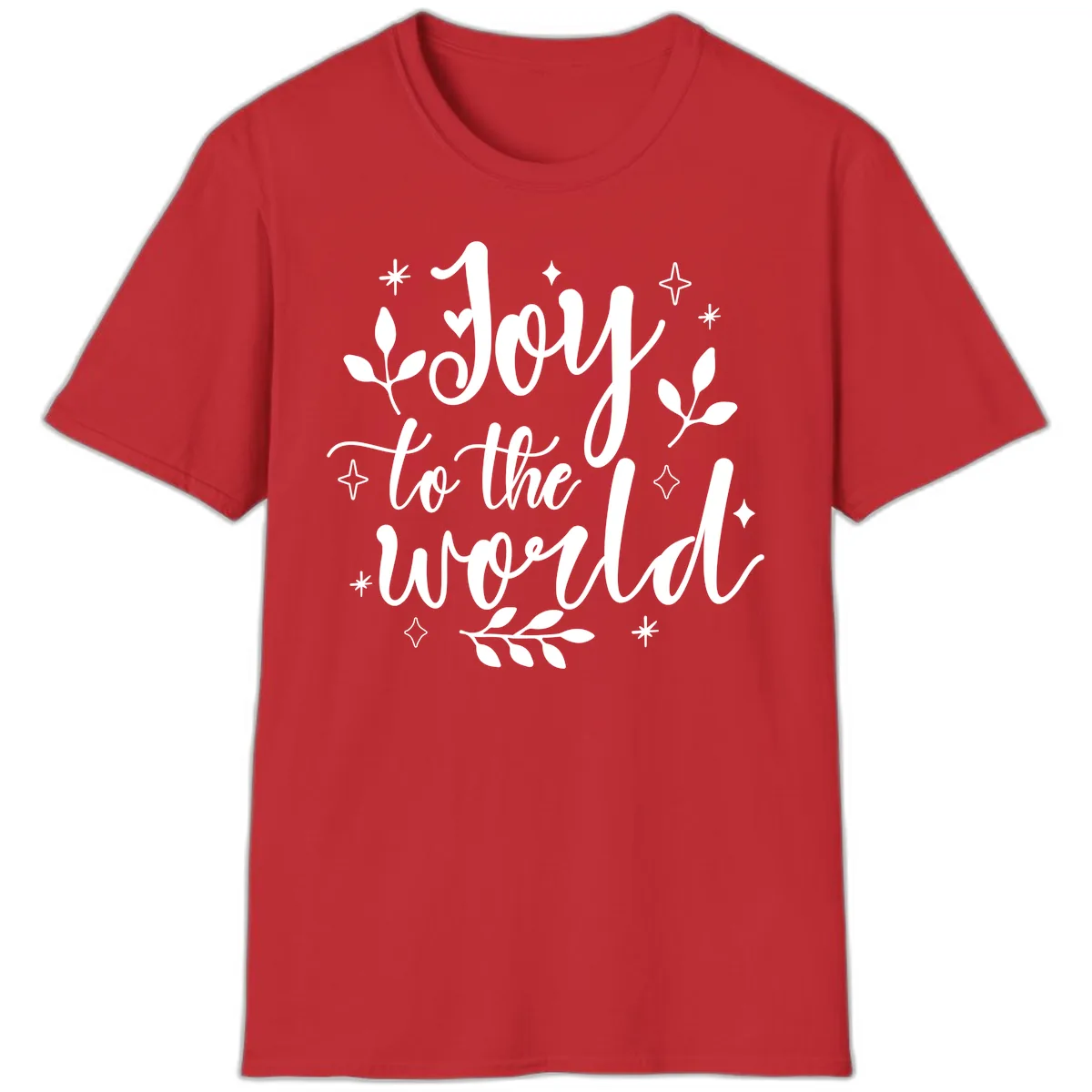 Joy To The World Christmas Lettering T-Shirt in Red