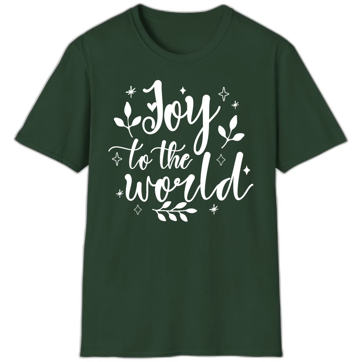 Joy To The World Christmas Lettering T-Shirt in Forest Green