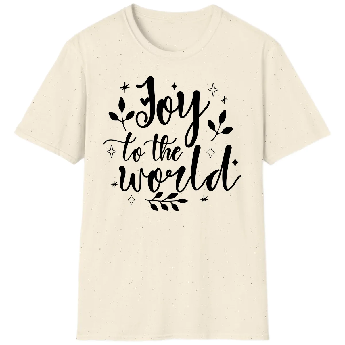 Joy To The World Christmas Lettering T-Shirt in Natural